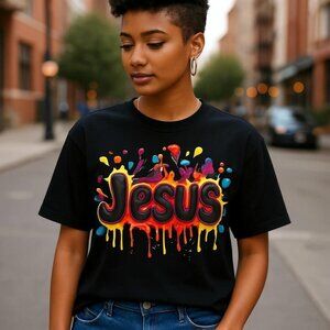 NWT - Vibrant "Jesus" Graphic T-Shirt Casual Fit